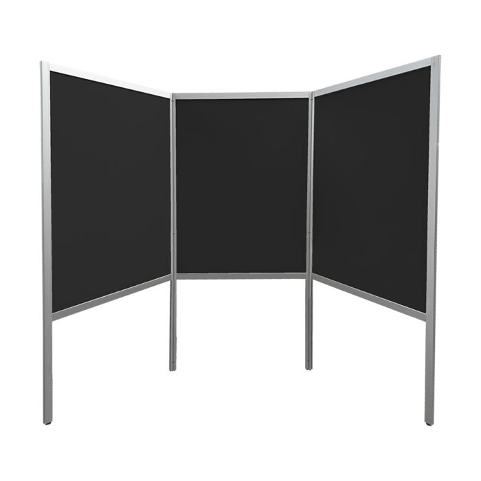Expowand 3-luiks zwart HxB210x312cm met halfopen onderzijde