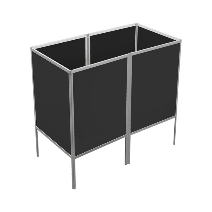 Expowand 3-luiks zwart HxB210x312cm met halfopen onderzijde