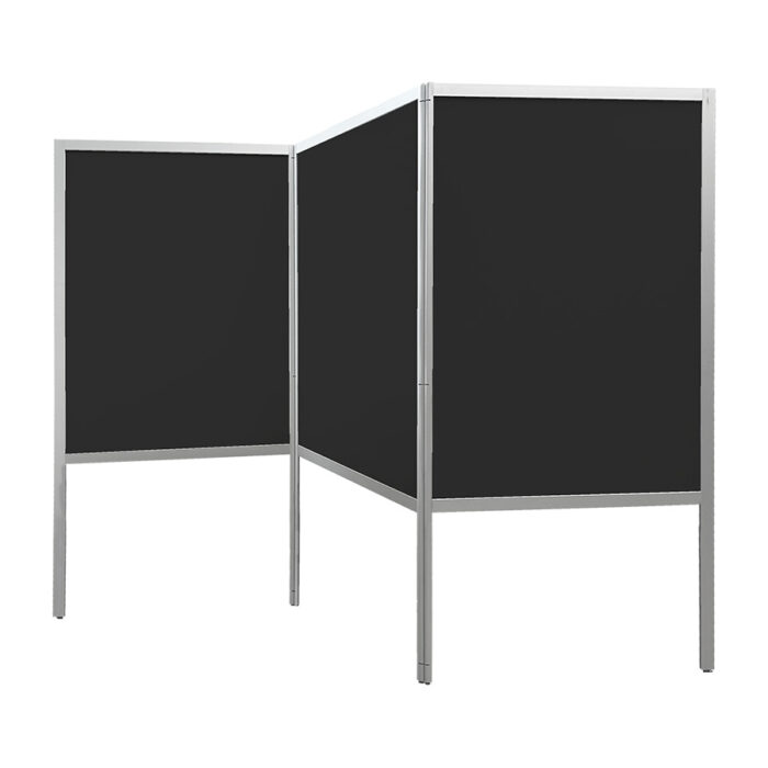 Expowand 3-luiks zwart HxB210x312cm met halfopen onderzijde