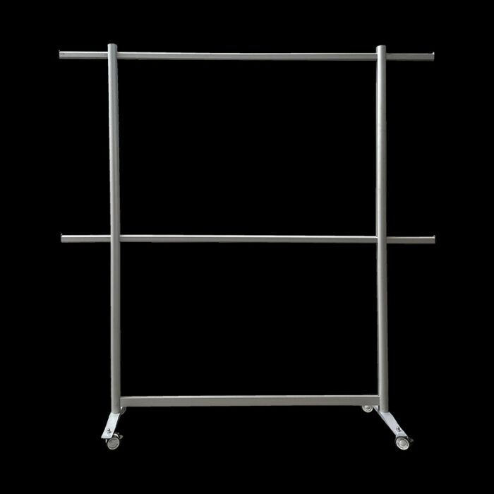 Kledingrek hoog HxBxD197x195x45cm dubbele inhang op wielen - Afbeelding 2