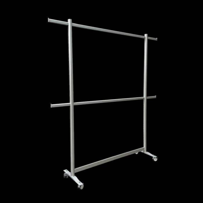 Kledingrek hoog HxBxD197x195x45cm dubbele inhang op wielen - Afbeelding 1