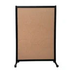 Akoestische wand zwart frame vilt beige HxB197x130cm op wielen vooraanzicht