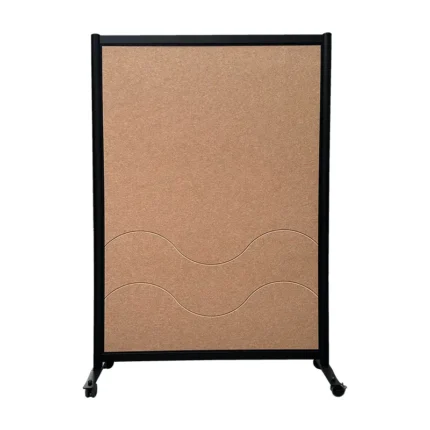 Akoestische wand zwart frame vilt beige HxB197x130cm op wielen vooraanzicht