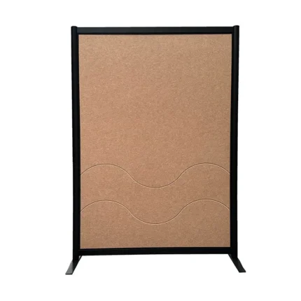 Akoestische wand zwart frame vilt beige HxB190x130cm op voeten vooraanzicht