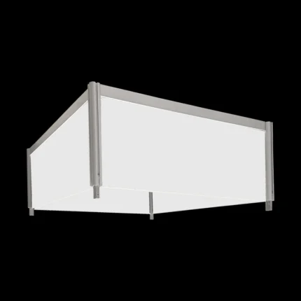 Dakopzet wit dicht voor paskamers met 4 panelen Zijaanzicht