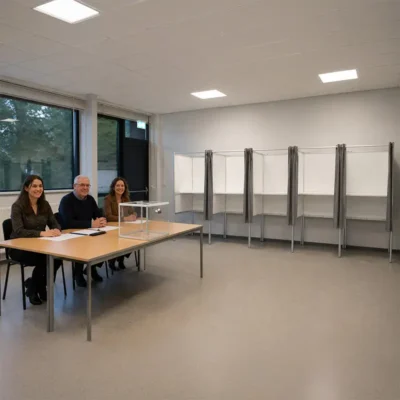Stemlokaal met stemhokjes