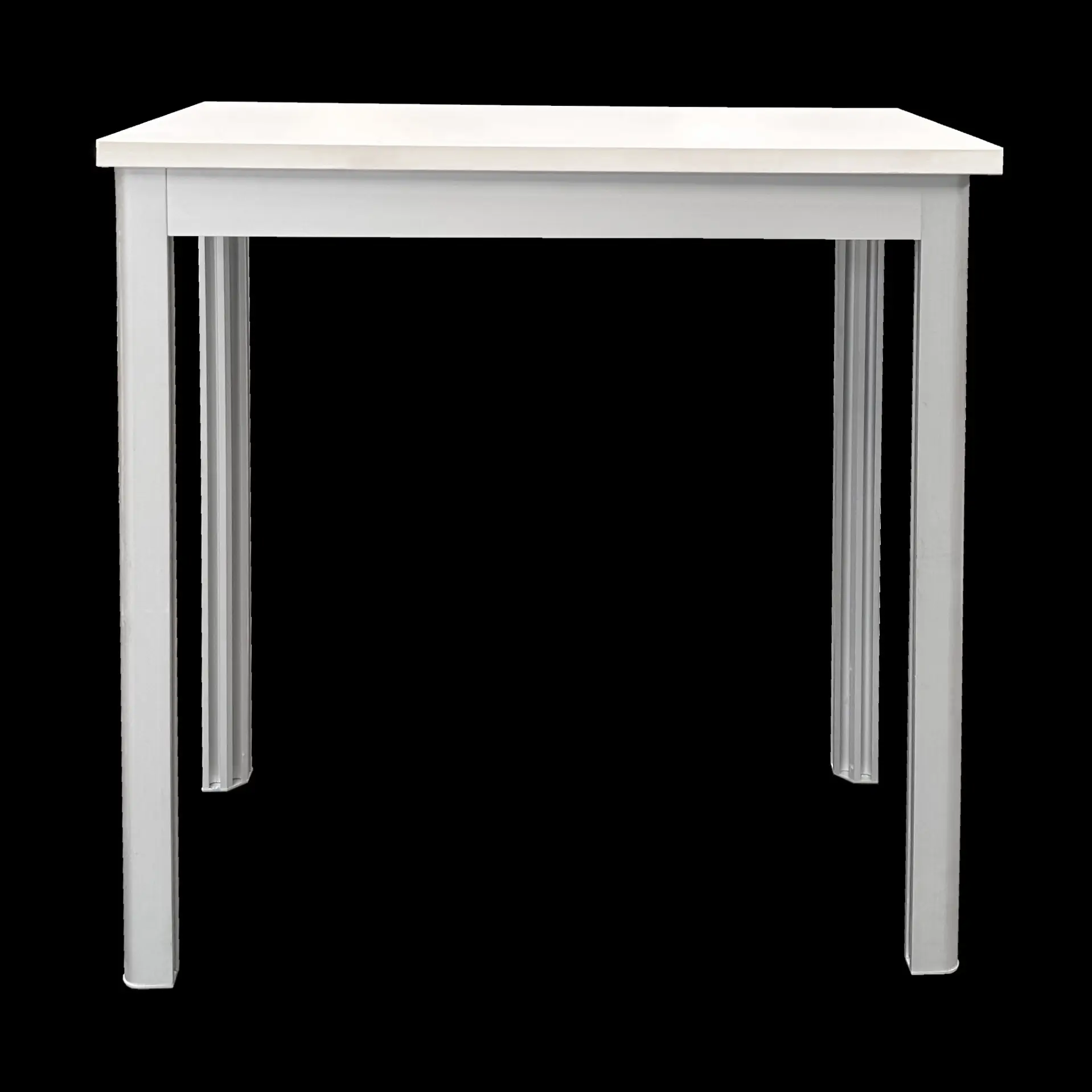 50460_Paskamerbankje_55x55x30cm_vooraanzicht Bankje van aluminium frame en wit paneel voor gebruik in paskamer of kleedhok. Vooraanzicht.
