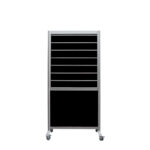 Winkelwand met slatwall H211 en B104 cm zwart op wielen