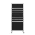 Winkelwand op wielen met slatwall H250 en B104 cm zwart